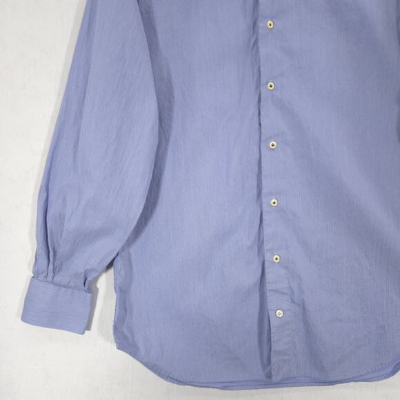 Peter Millar Dress Shirt Mens 16-35 Blue White Pinstripe Long Sleeve Button Up - Picture 4 of 11